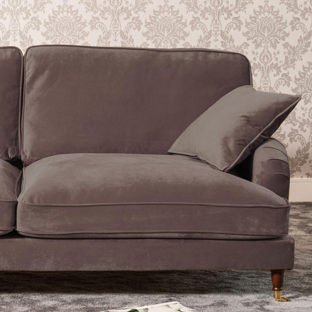 Mackenzie 4 Seater Taupe Plush Velvet Sofa Image 2