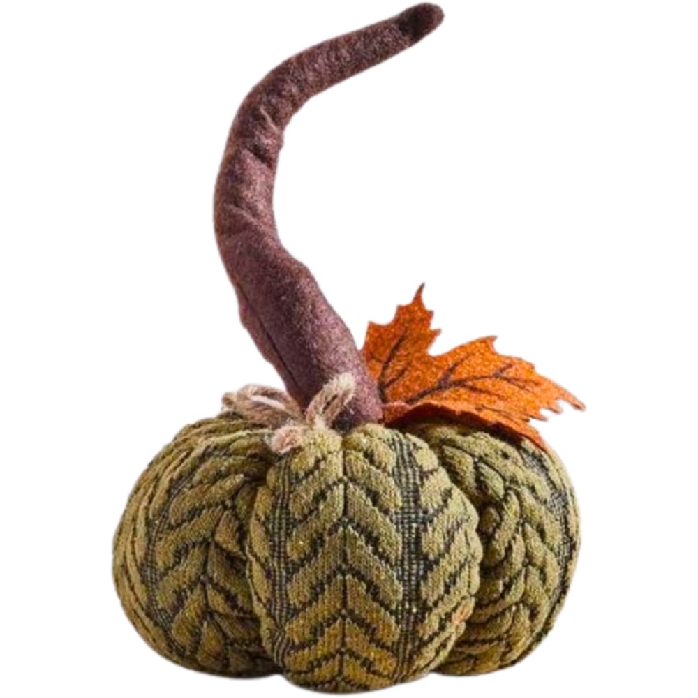 Garden Mile Green Plush Pumpkin Halloween Decoration 13cm Image 1