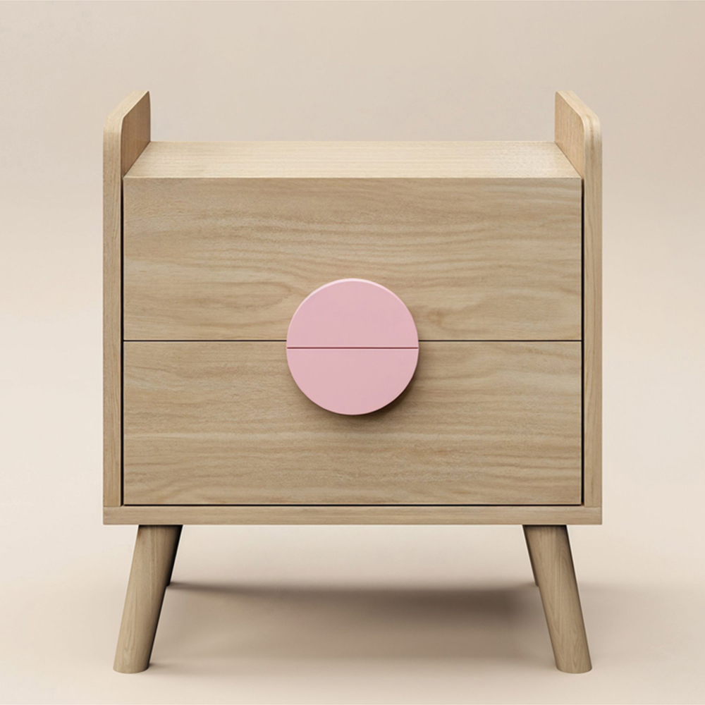 Flair Noah 2 Drawer Oak and Pink Bedside Table Image 3