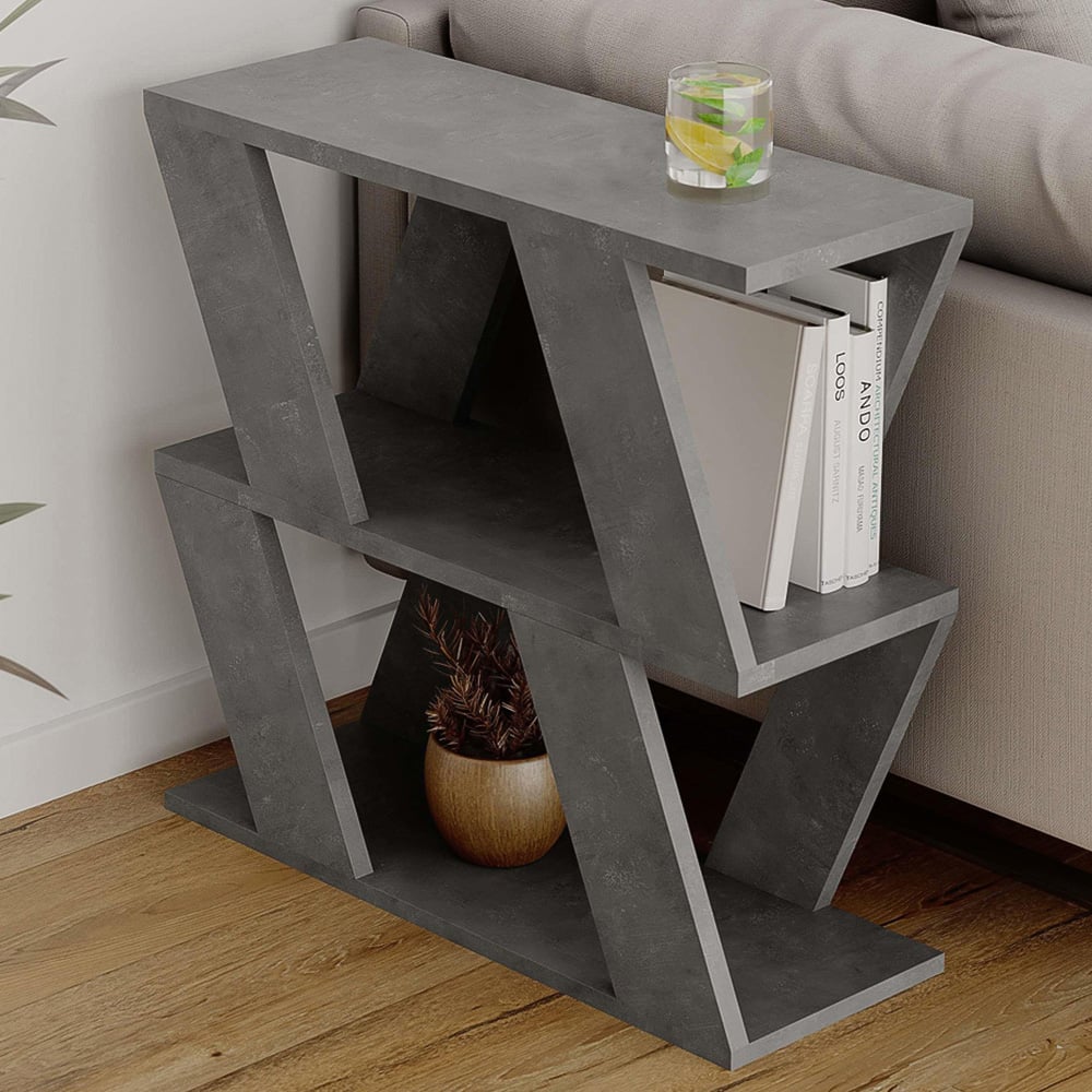 Decortie Lazena 2 Shelf Retro Grey Side Table Image 1