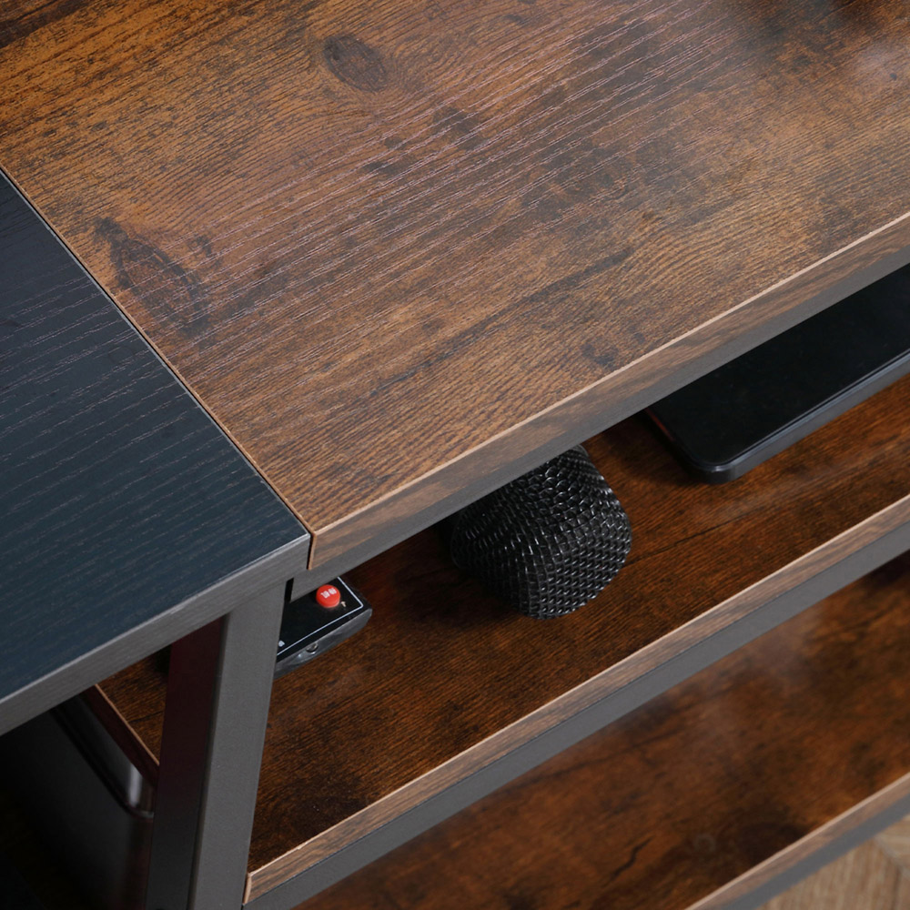 Portland 6 Shelf Brown and Black TV Unit Cabinet Image 3