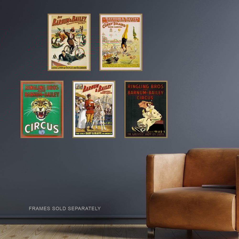 Artery8 Vintage Barnum and Bailey Greatest Show On Earth Circus Wall Art Print 30 x 41cm 5 Pack Image 2
