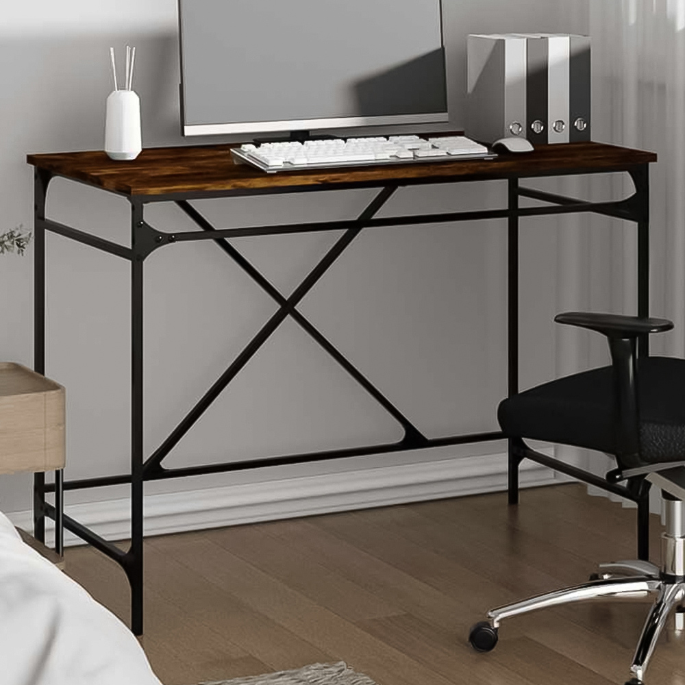vidaXL Modern Large Desk Smoked Oak Image 1