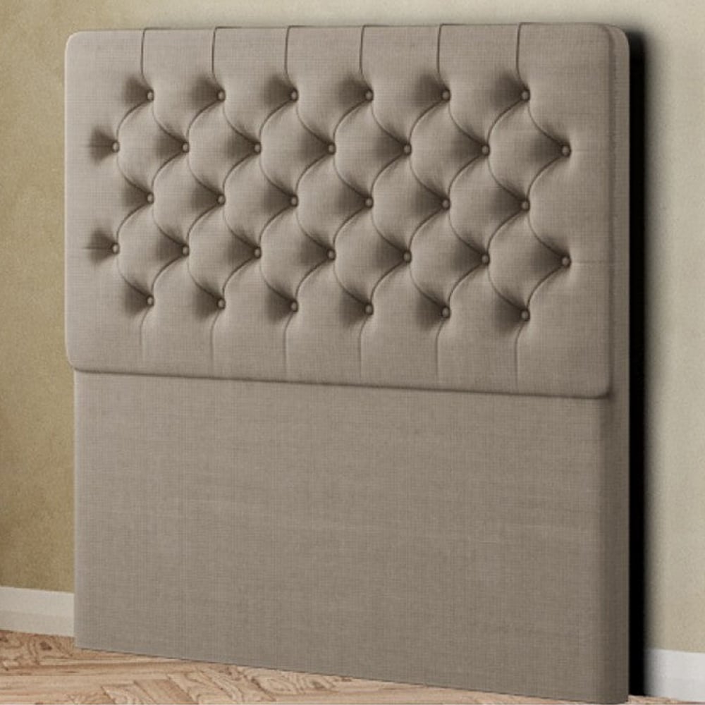 Eleganza Mary Chesterfield Super King Grey Linen Floor Standing Headboard Image 1