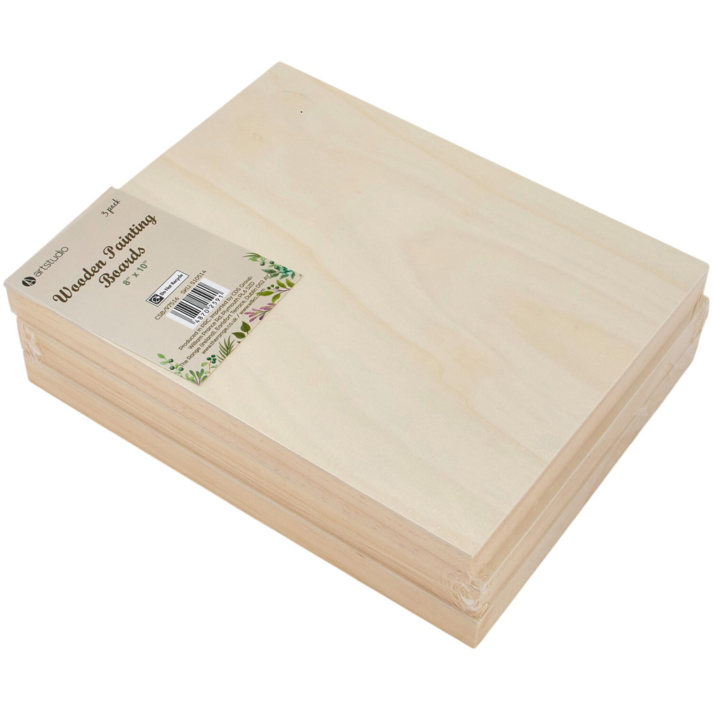 Pack of 3 Wooden Painting Boards Neutral 8 x 10 inch Image 3