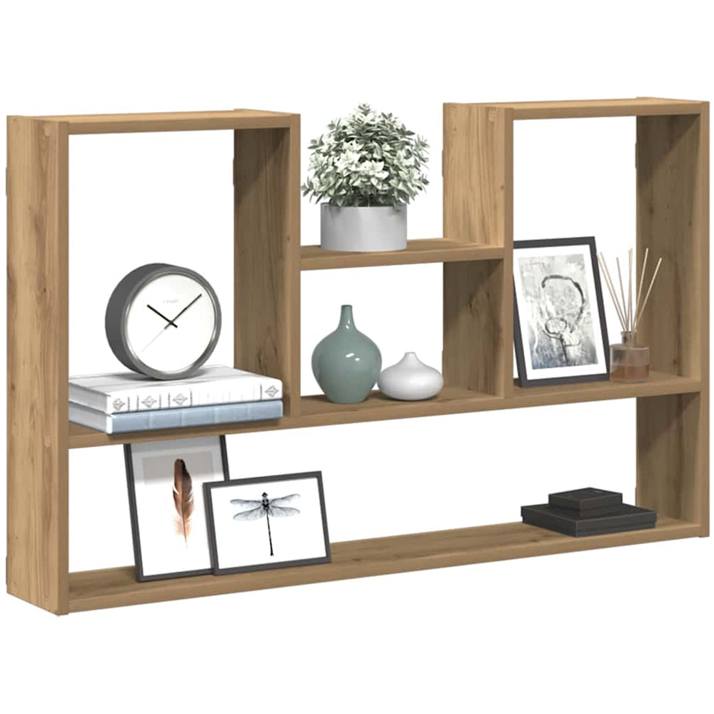 vidaXL 5 Shelf Artisan Oak Floating Wall Shelf Image 2