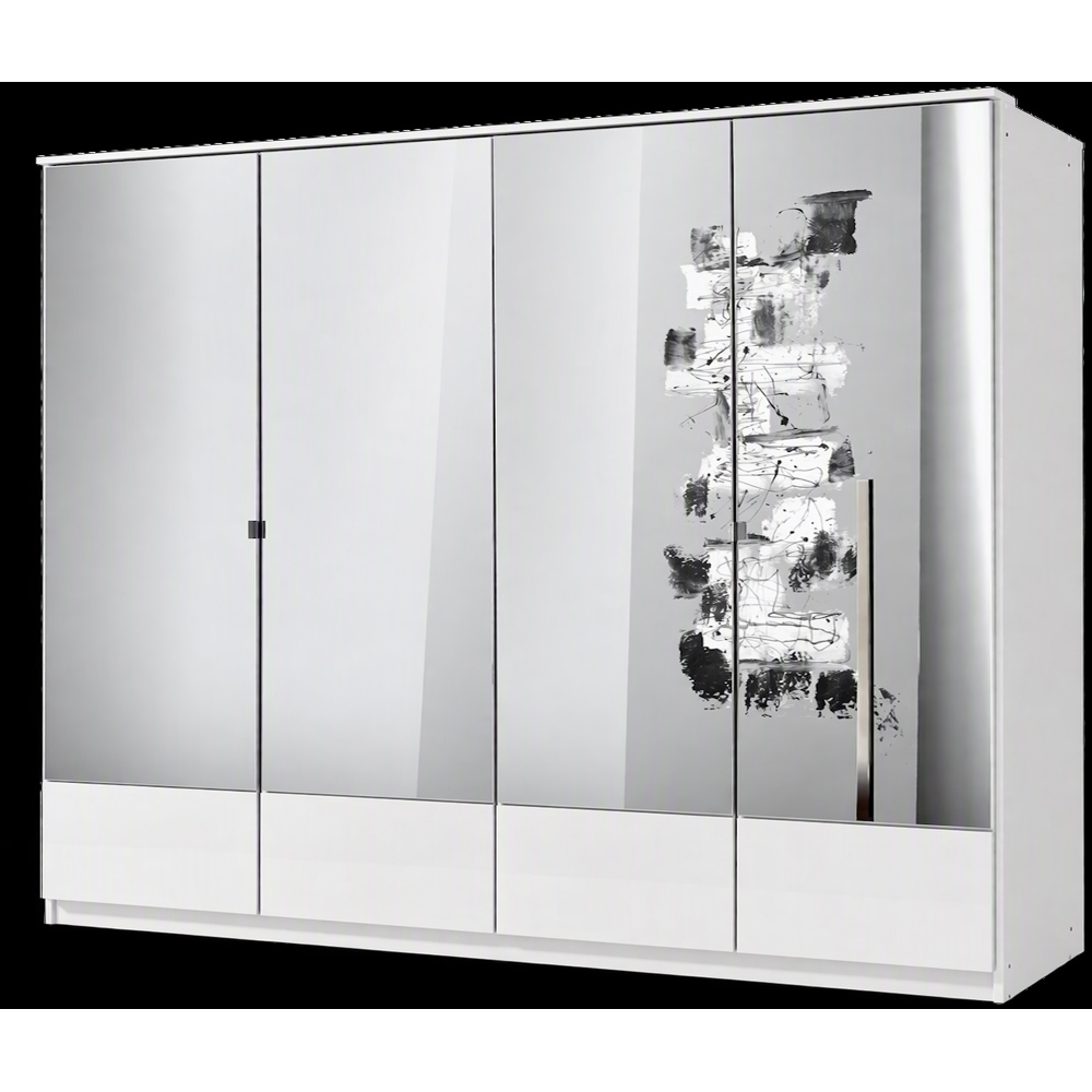 TJ'S Sligo 4 Door White Mirrored Wardrobe Image 2