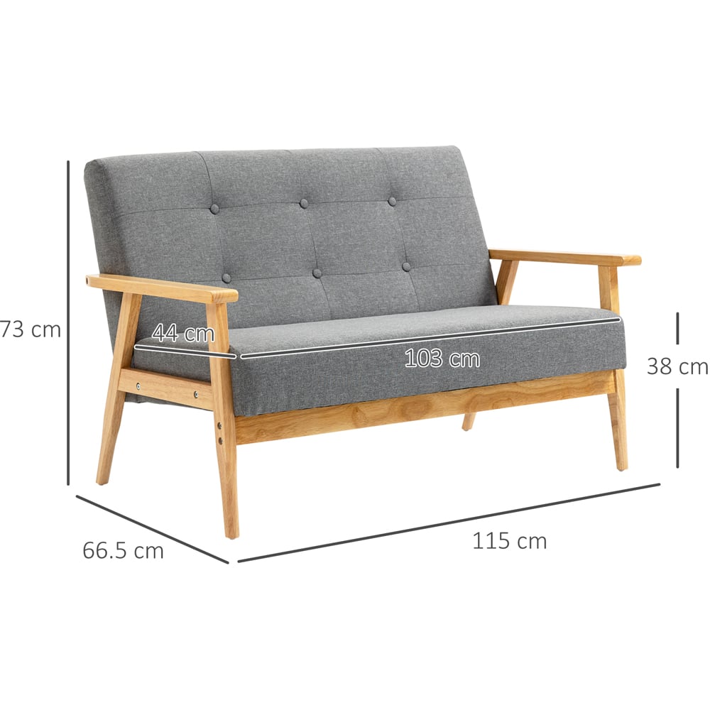 Portland 2 Seater Dark Grey Tufted Linen Sofa Image 3