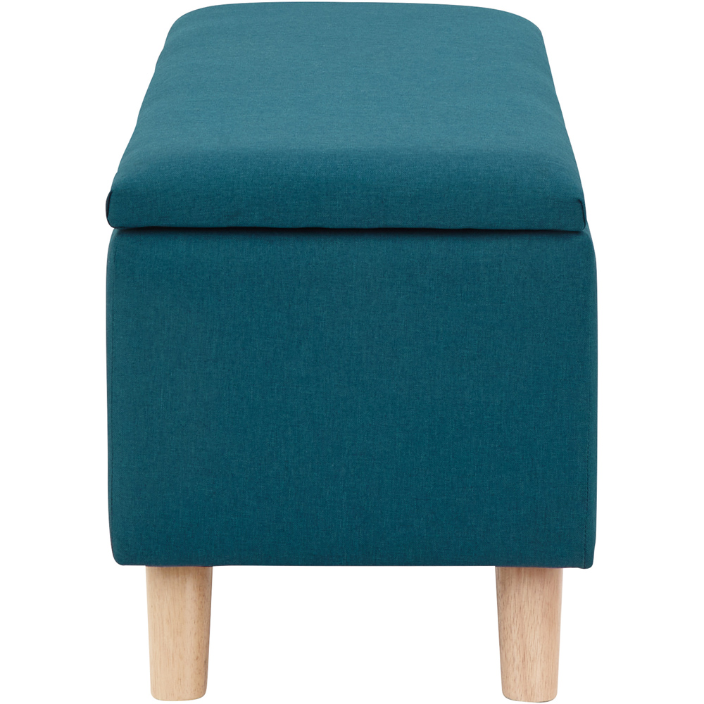 GFW Secreto Teal Blue Hopsack Fabric Ottoman Storage Bench Image 6