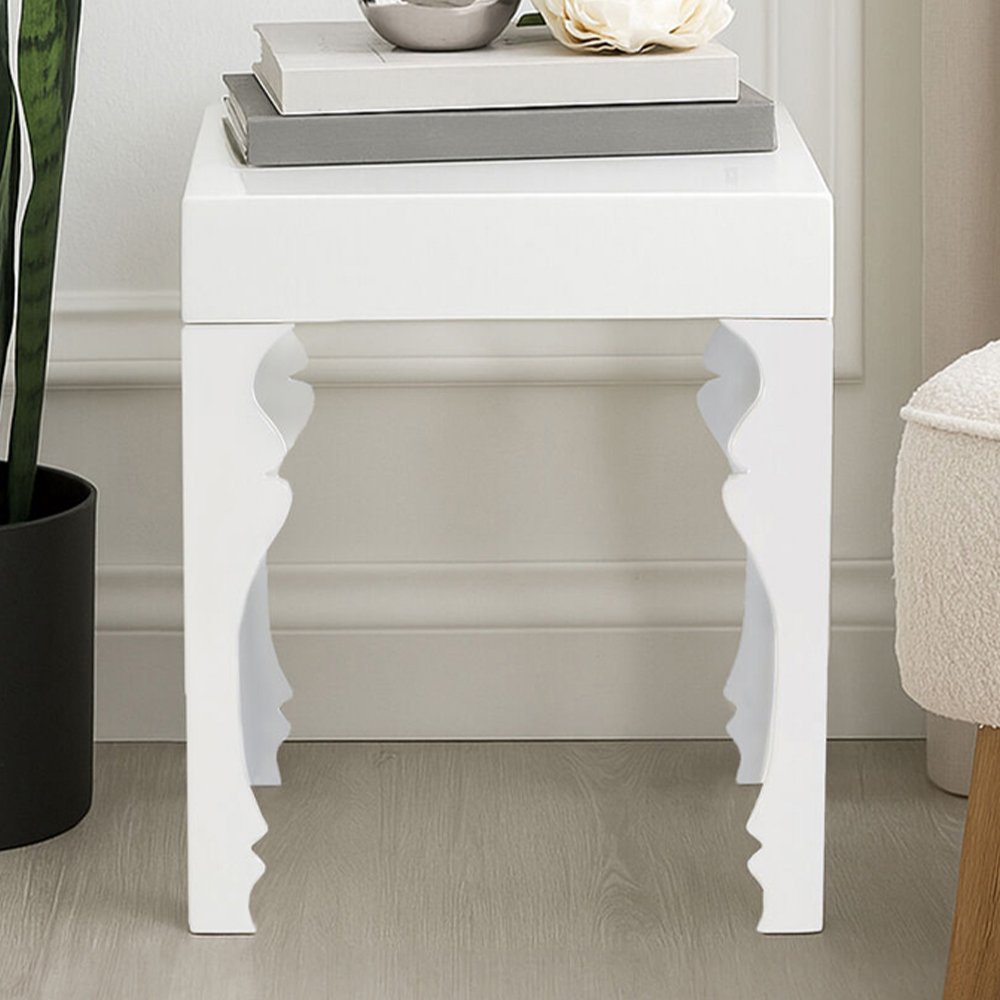 Premier Housewares White High Gloss Wooden Side Table Image 1