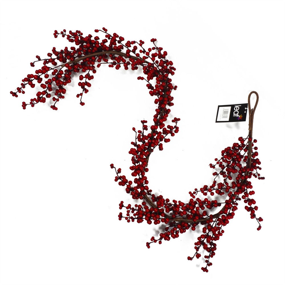 Botanik Floristry Artificial Christmas Garland with Red Berry 150cm Image 2