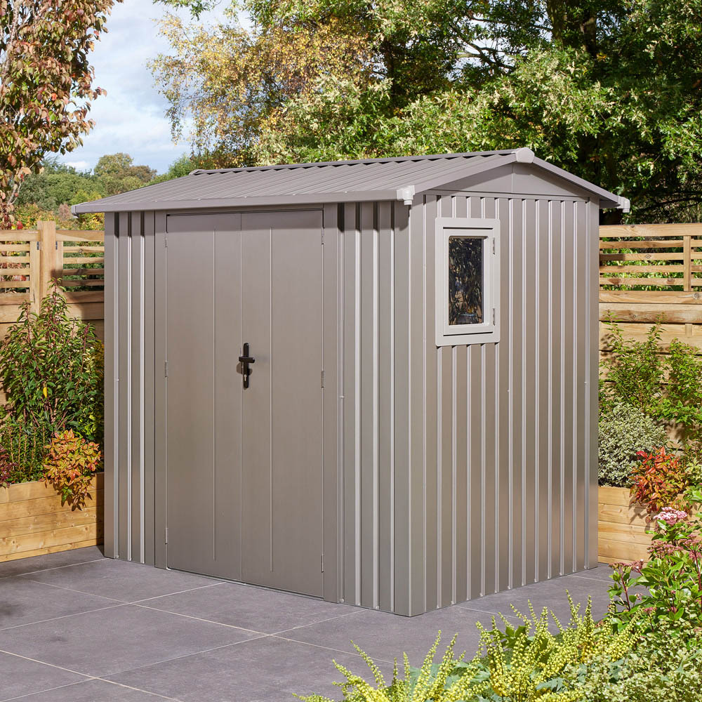 Rowlinson 8 x 6ft Grey Brentvale Premium Apex Metal Garden Shed Image 2