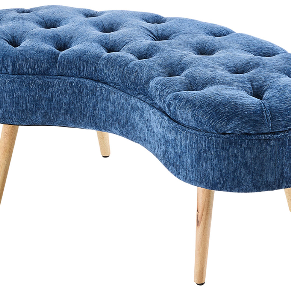 Living and Home Blue Fabric Button Tufted Storage Bench with Removable Lid Image 4