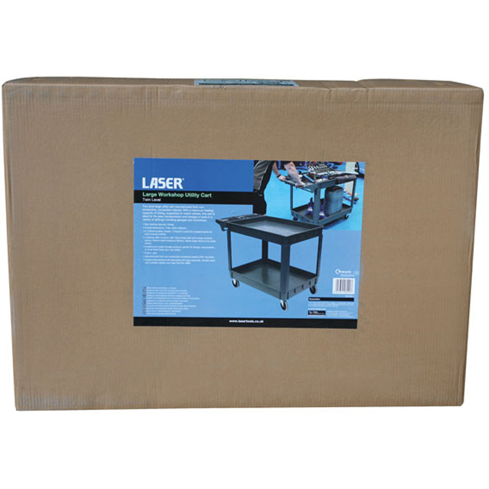 Laser 8090 Twin Level Large Black Workshop Utility Cart Image 5