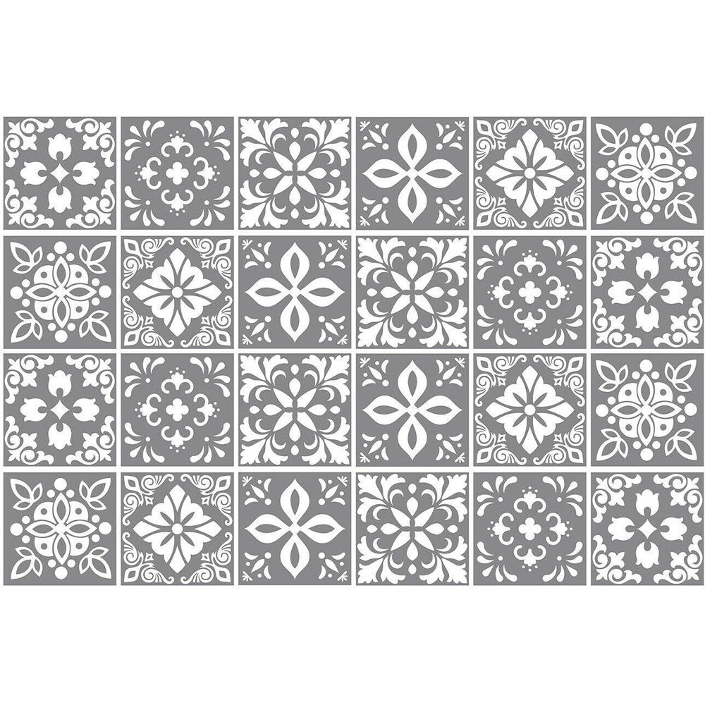 Walplus Bans Dark Grey Cement Spanish Tile Sticker 24 Pack Image 2