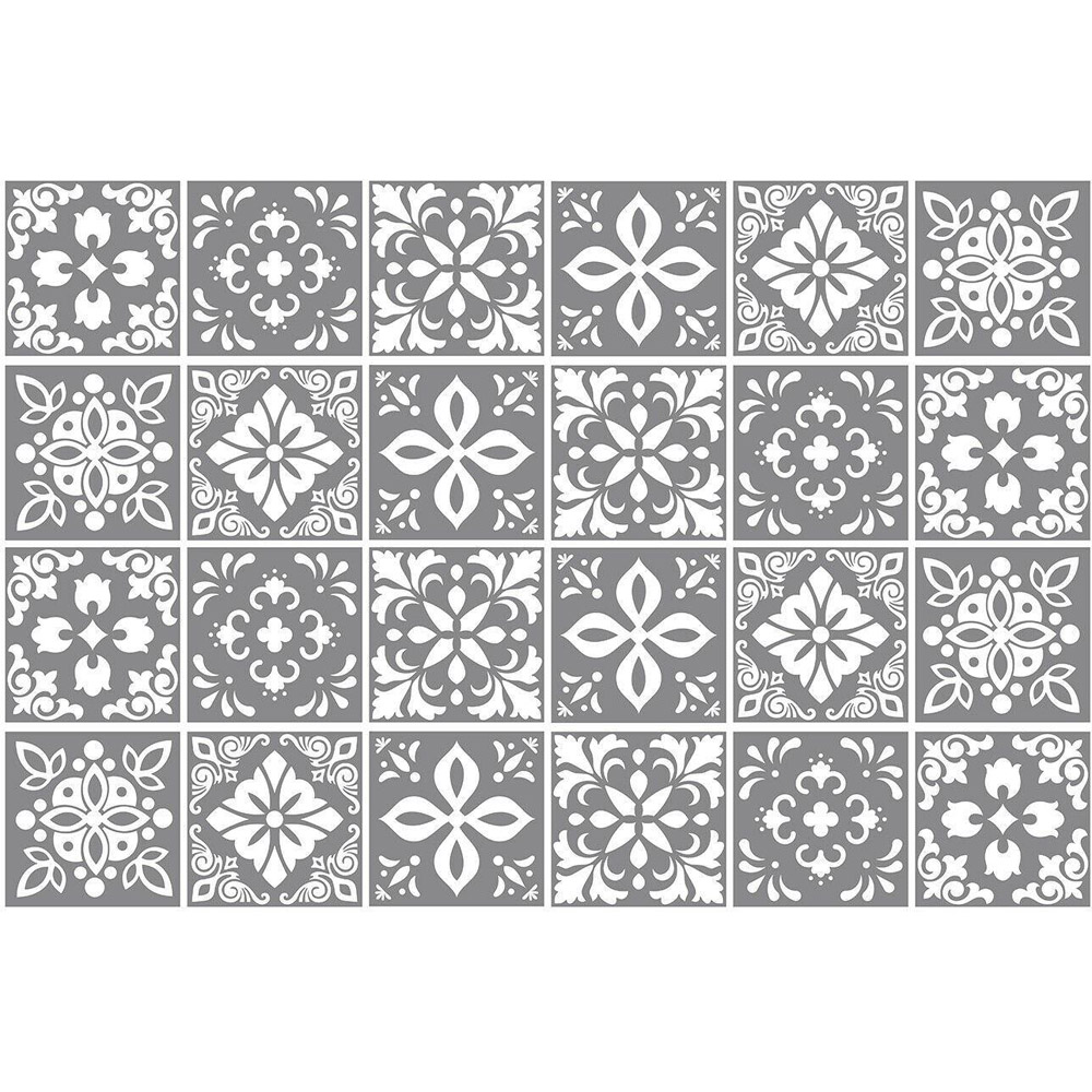 Walplus Bans Dark Grey Cement Spanish Tile Sticker 24 Pack Image 2