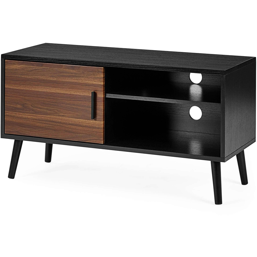 Julian Bowen Trent Single Door Walnut and Black Small TV Stand for 43 inch Image 2