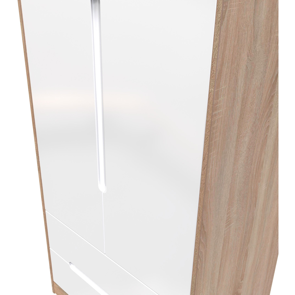 Crowndale Monaco 2 Door 2 Drawer White Gloss and Bardolino Oak Tall Wardrobe Ready Assembled Image 3