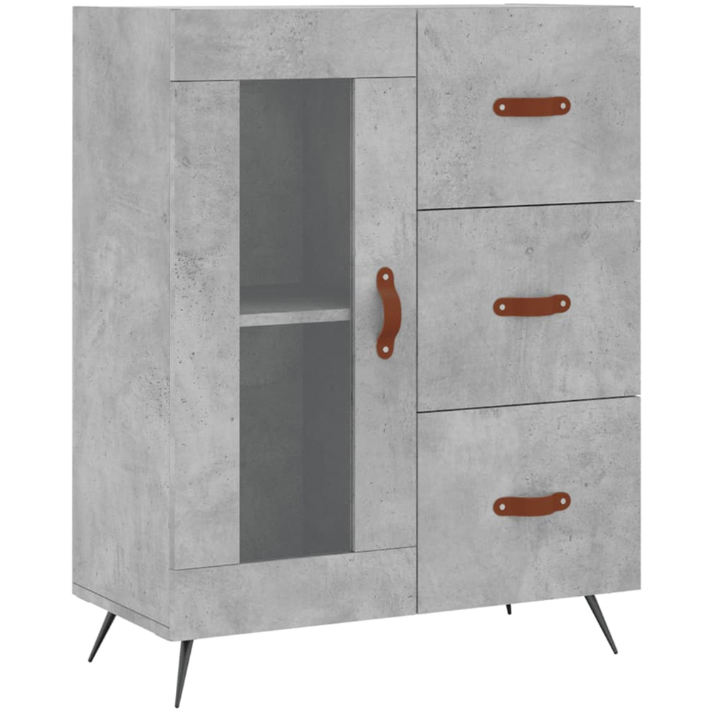 vidaXL Single Glass Door 3 Drawer 3 Shelf Concrete Grey Highboard Image 7