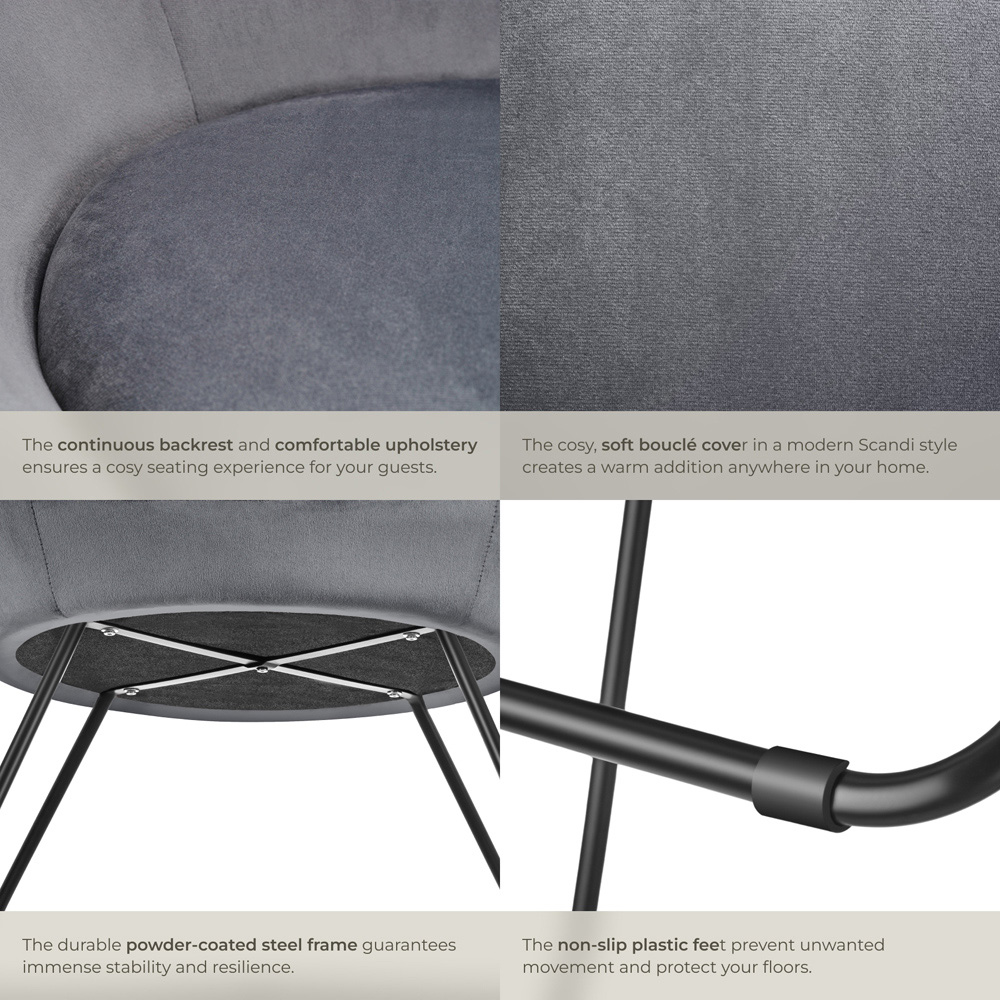 tectake Centera Anthracite Velvet Look Accent Chair Image 5