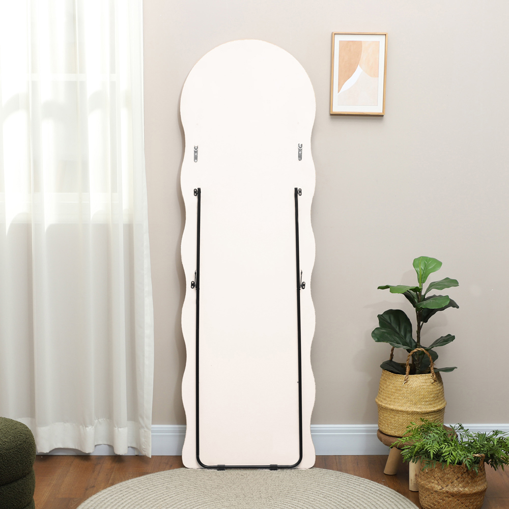 Portland White and Pink Velvet Frame Full Length Mirror 160 x 50cm Image 3