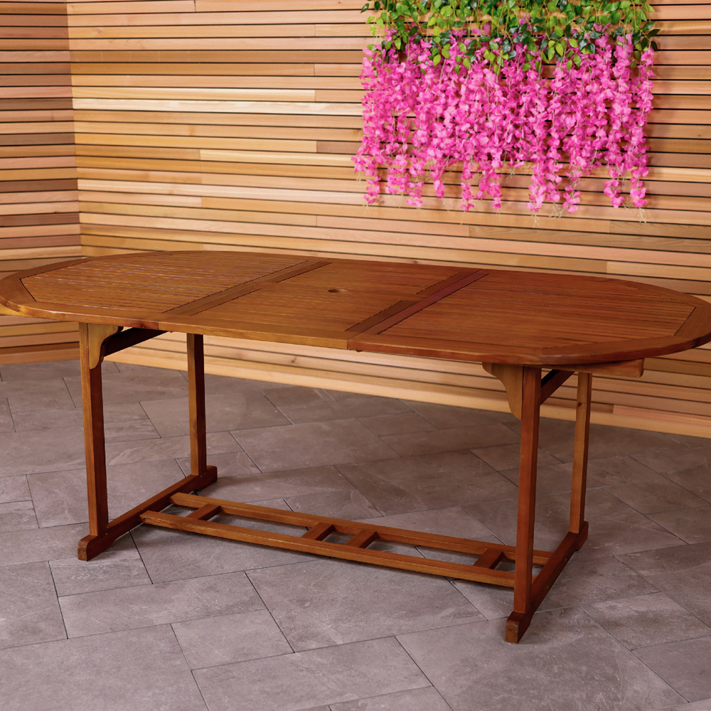 Charles Bentley Acacia 8 Seater Oval Extendable Dining Table Image 9