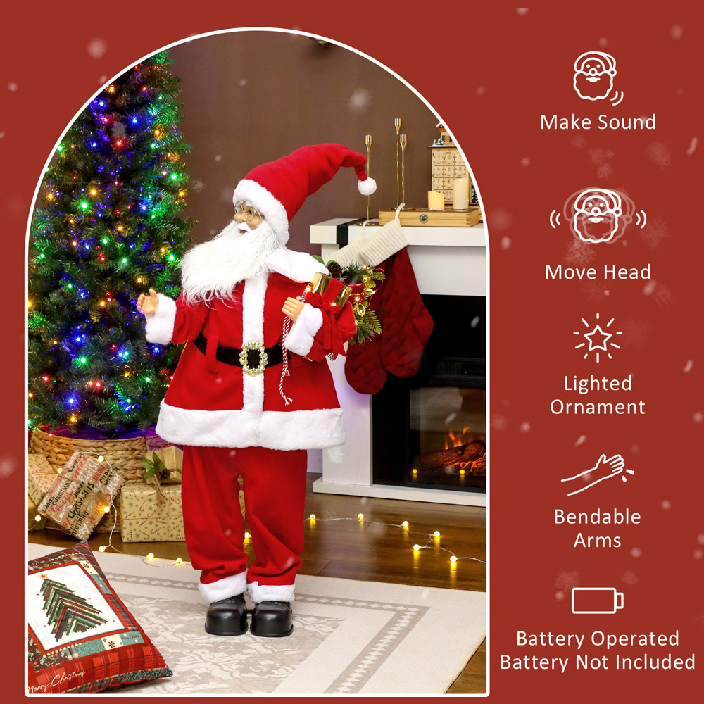 Everglow Life Size Animated Santa Claus with Sound Activated and LEDs 3.9ft Image 6