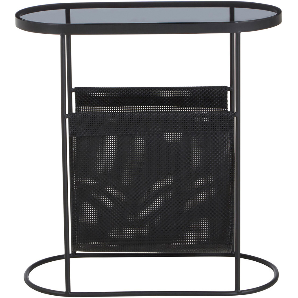 Premier Housewares Black Glass Tabletop Side Table with Magazine Holder Image 2