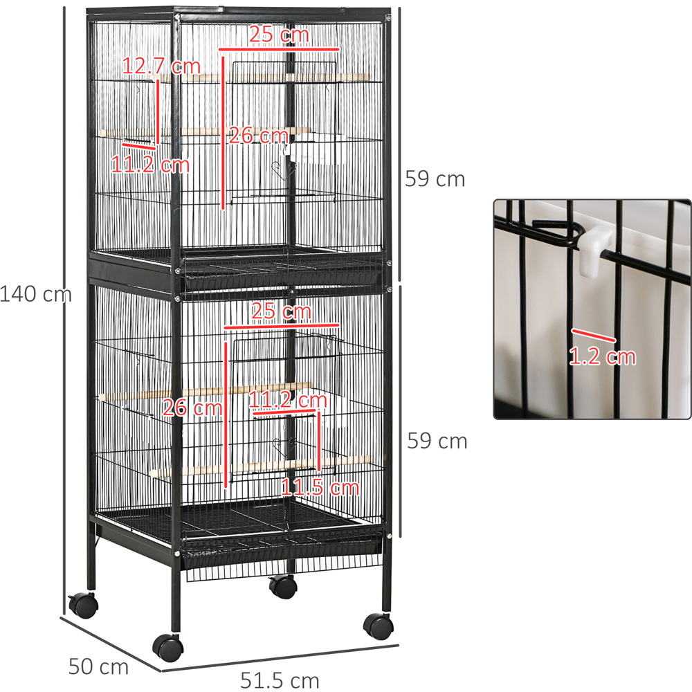 PawHut 2-in-1 Large Bird Cage Aviary with Wheels Image 9