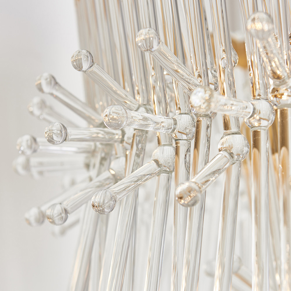 Merano Florence Gold Effect and Clear Glass 9 Light Pendant Ceiling Light Image 4