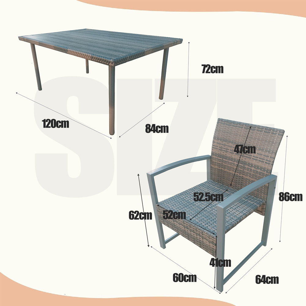 Furniture One 4 Seater Rattan Rectangular Garden Dining Set Image 8