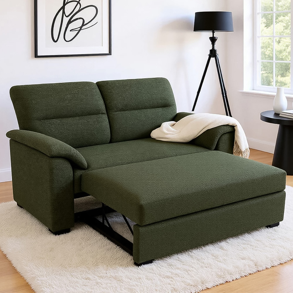 HGD Tivoli 2 Seater Luxury Boucle Green Pull out Sofa Bed | Wilko