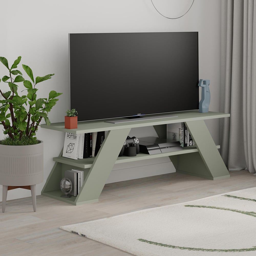 Decortie Farfalla Single Shelf Ash Green TV Unit Image 5