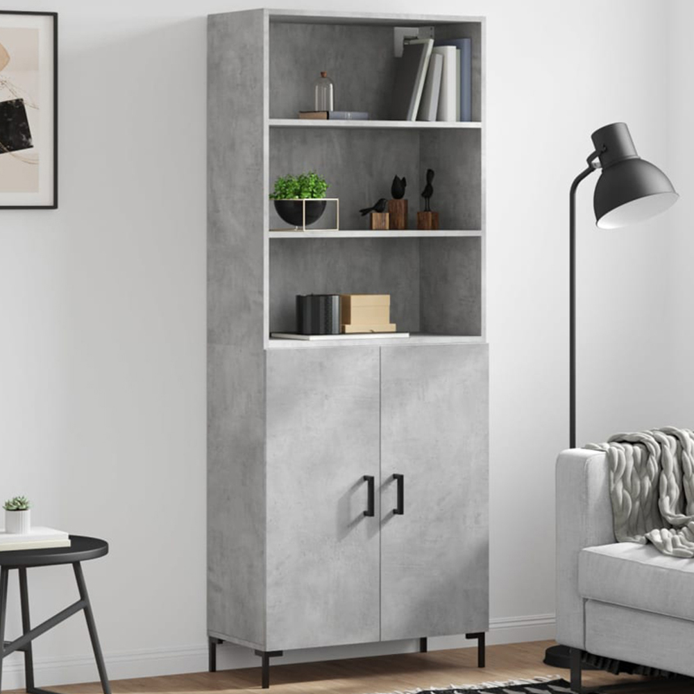 vidaXL 2 Door 3 Shelf Concrete Grey Highboard Image 1