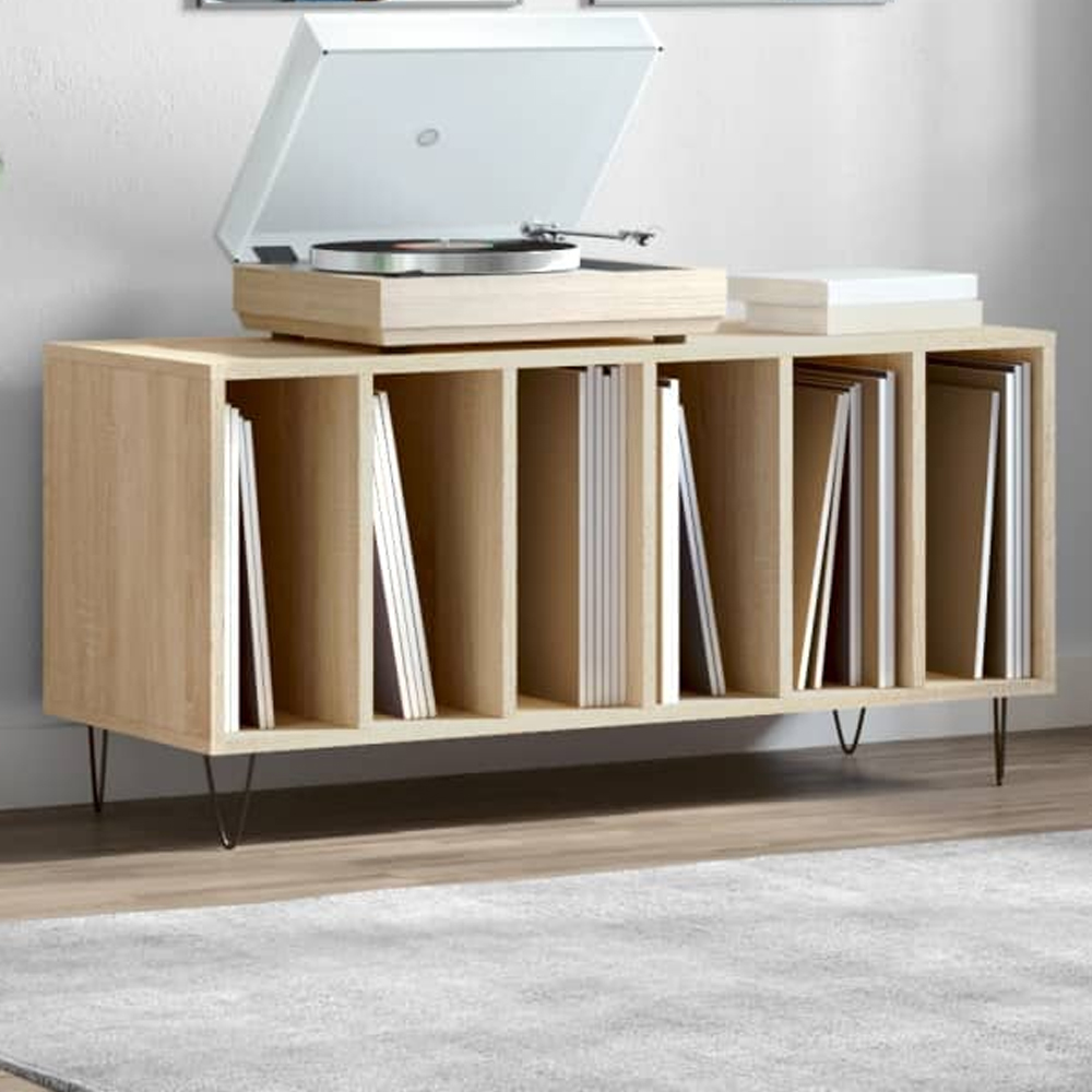 vidaXL 6 Shelf Sonoma Oak Record Cabinet Image 1