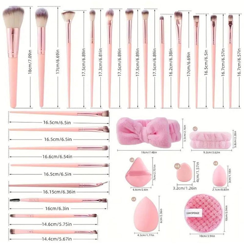 Dyzi Pink 40 Piece Complete Makeup Brush and Beauty Blender Set Image 8