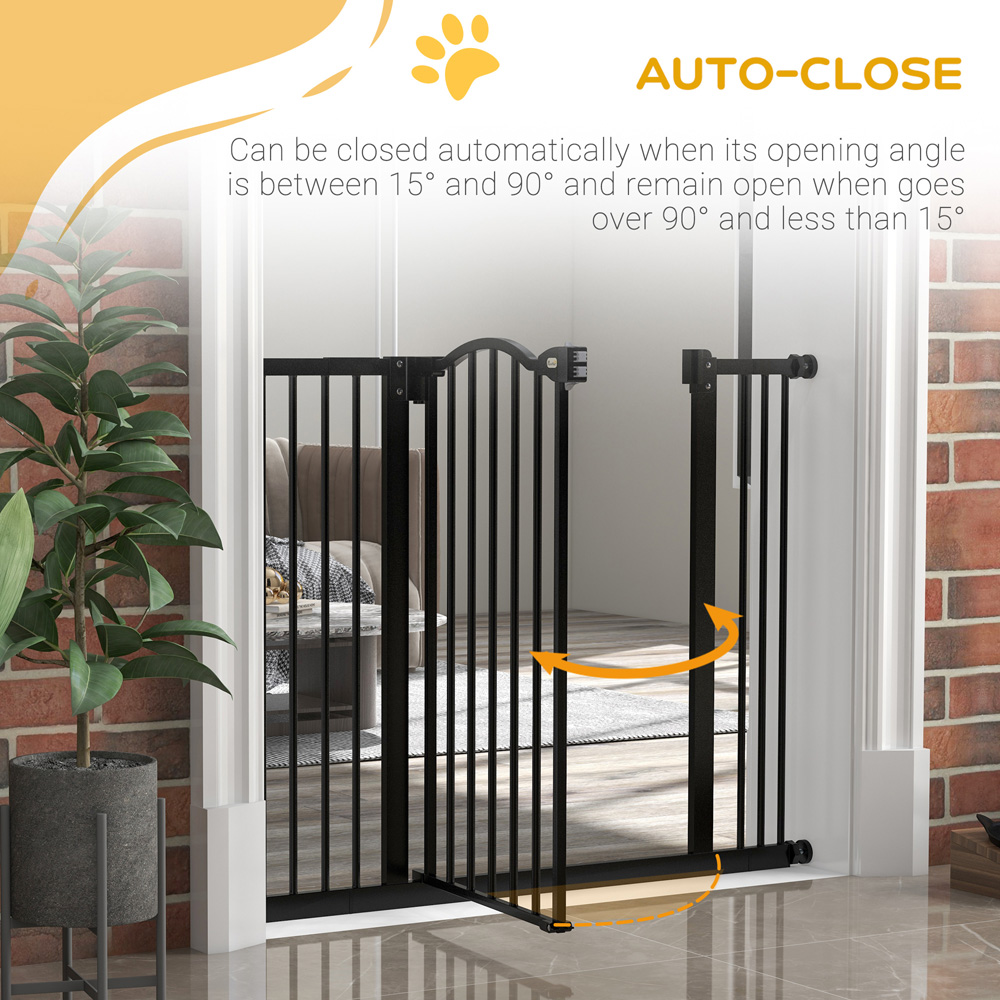 PawHut Black 74-100cm Adjustable Metal Pet Safety Gate Image 6