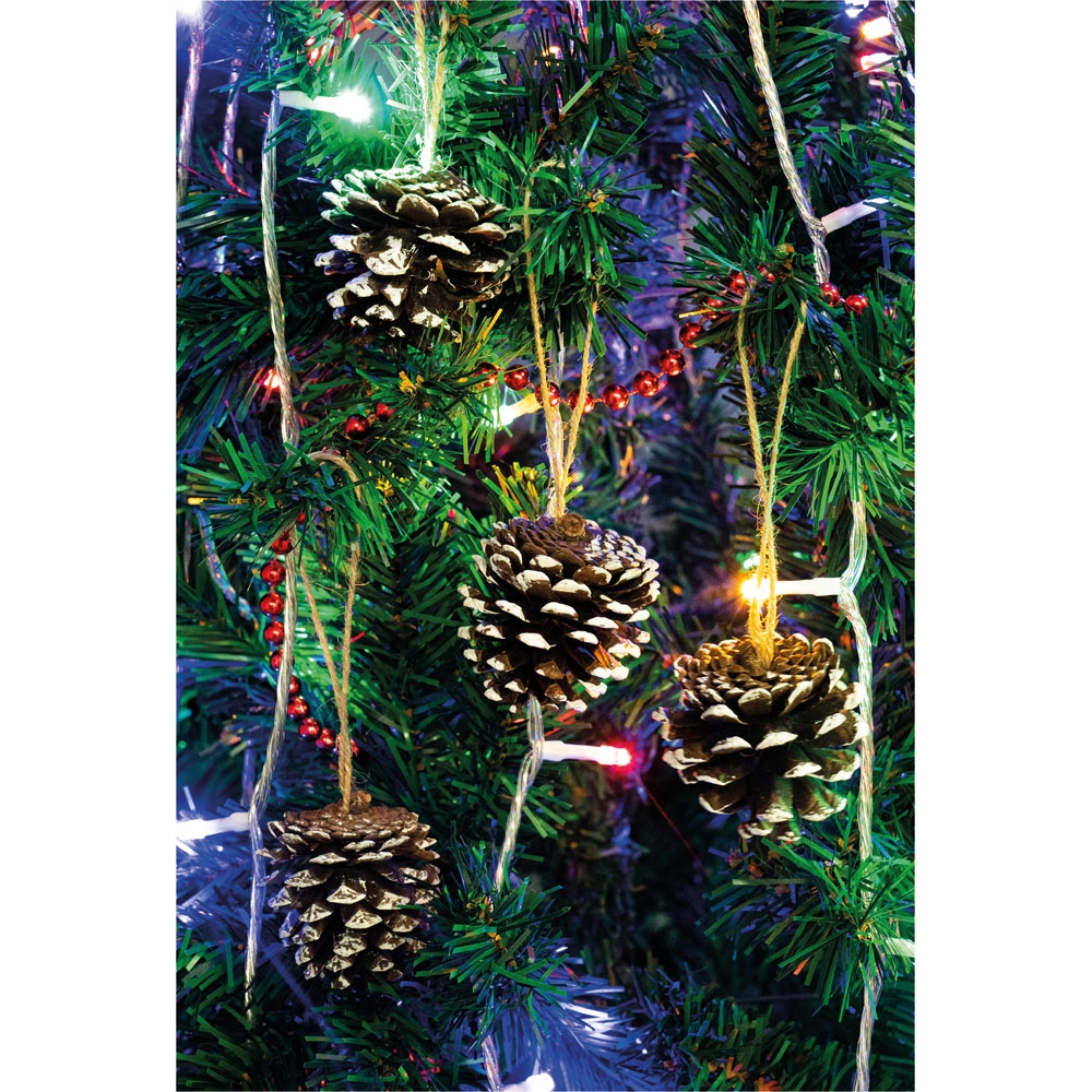 St Helens White Tipped Hanging Pinecone Ornaments 6 Pack Image 7