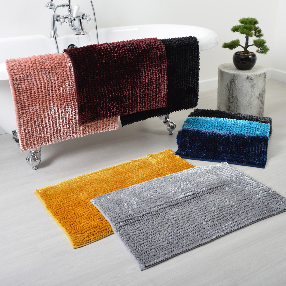 Allure Bath Fashions Charcoal Grey Velvet Chenille Bobble Non-Slip Bath Mat Image 2