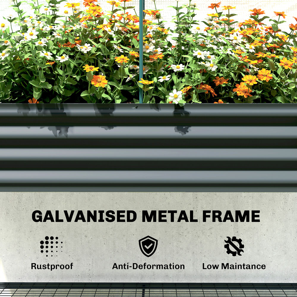 Outsunny Galvanised Raised Planter with Greenhouse Cover and Bottom Shelf 140 x 120 x 55cm Image 4