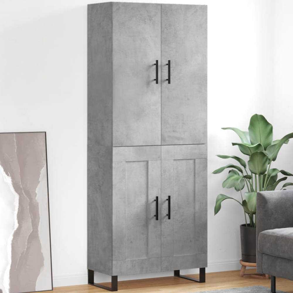 vidaXL 4 Door Concrete Grey Tall Highboard Image 1