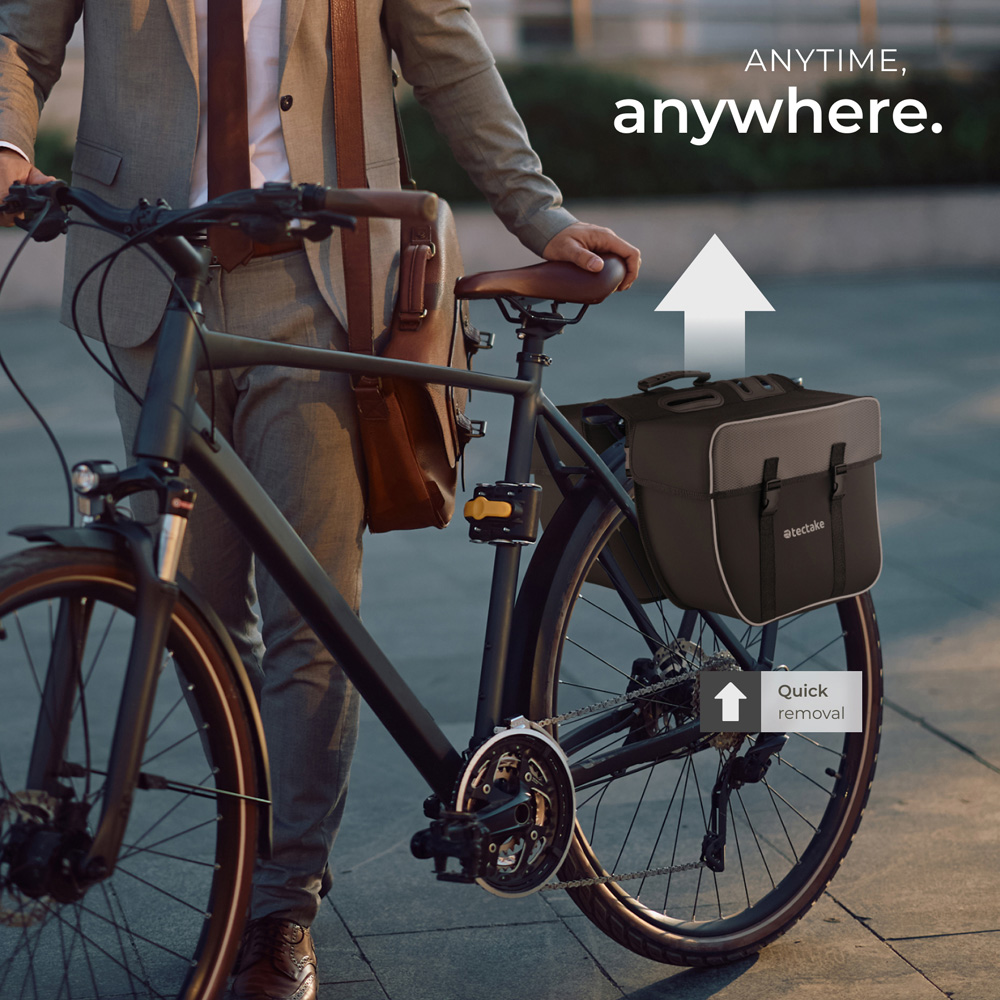 tectake Large Cycle Pannier Bag with Reflective Strips 35L Image 8