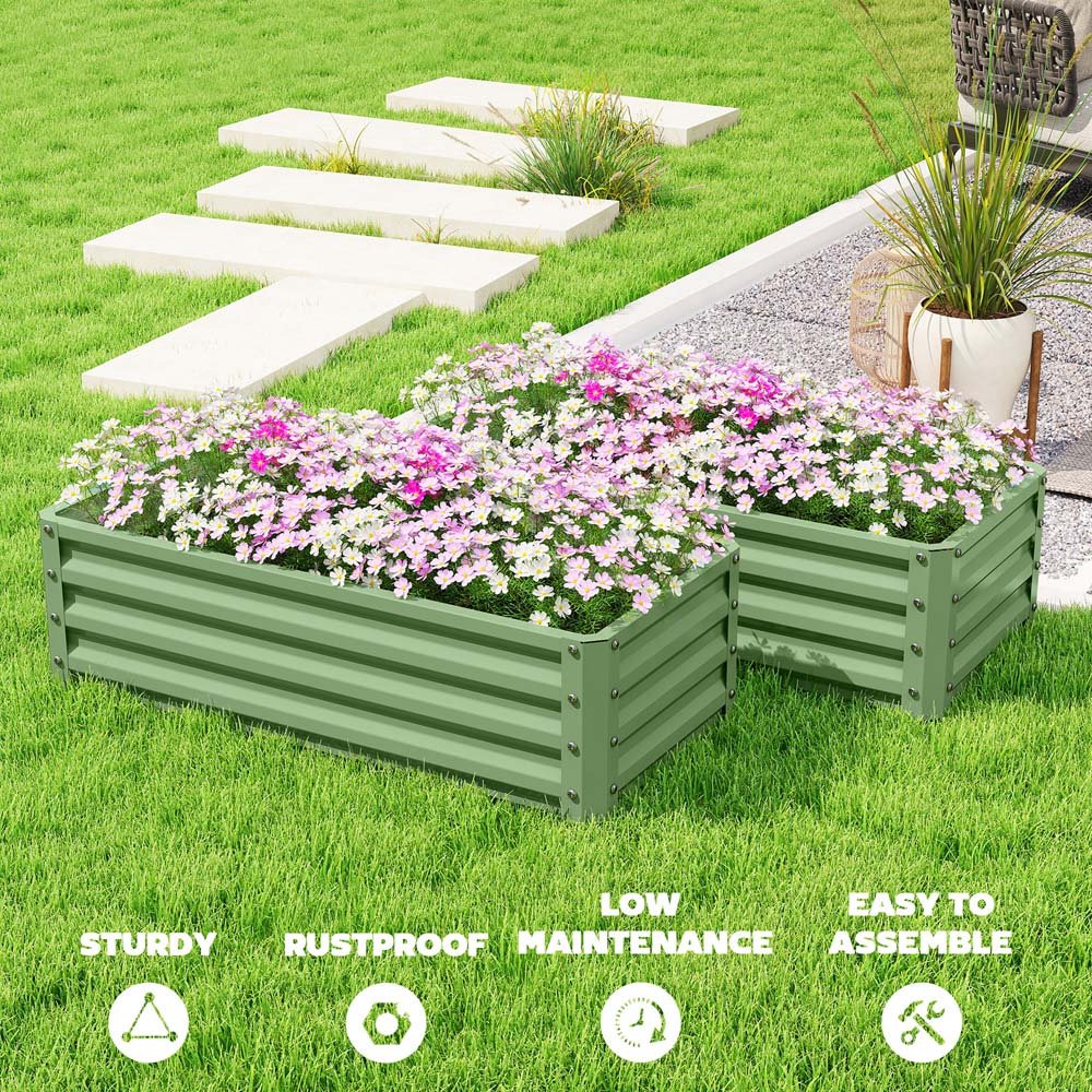 Outsunny Set of 2 Light Green Raised Garden Bed 30 x 60 x 110cm Image 5