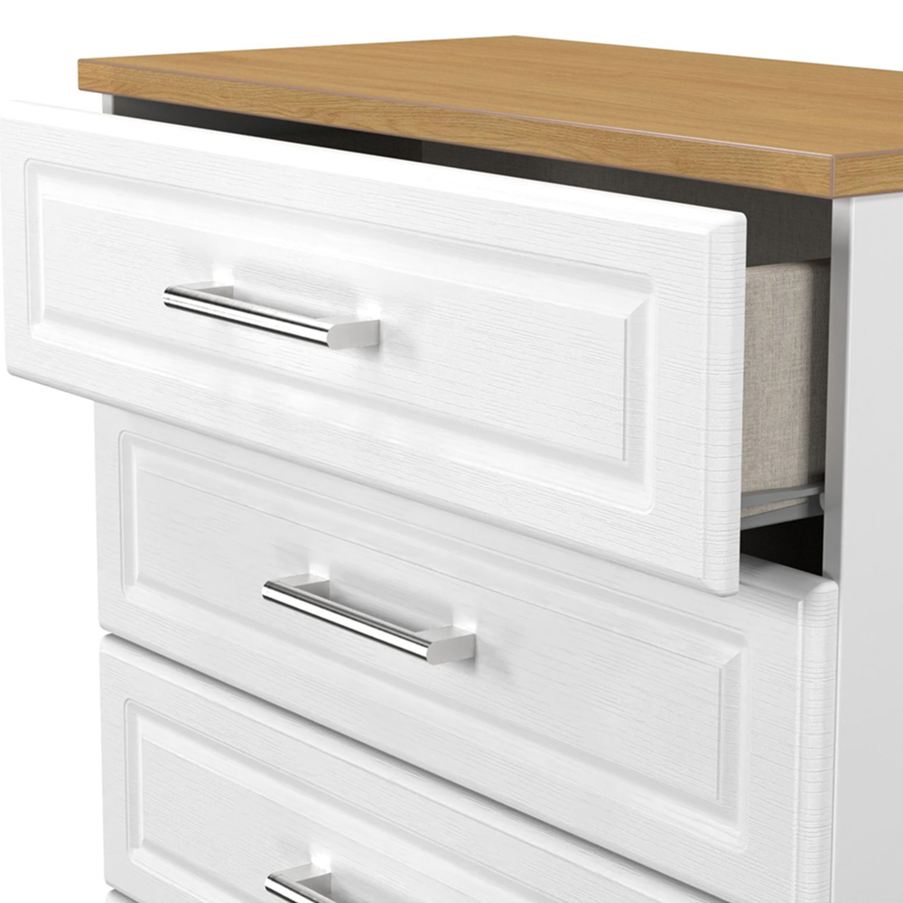 Crowndale Kent 4 Drawer White Ash and Modern Oak Chest of Drawers Ready Assembled Image 6