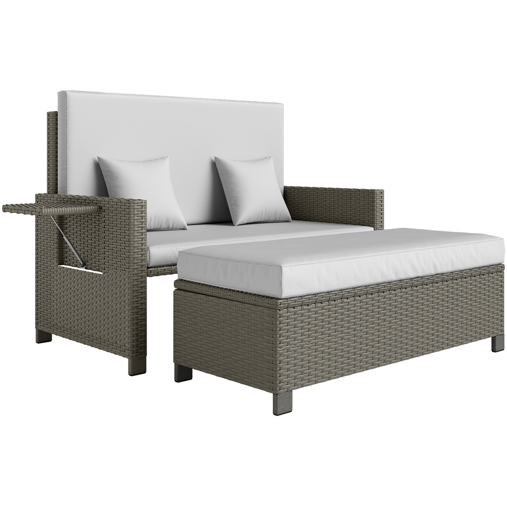 Outsunny 2 Seater Grey Garden Rattan Furniture Set Image 2