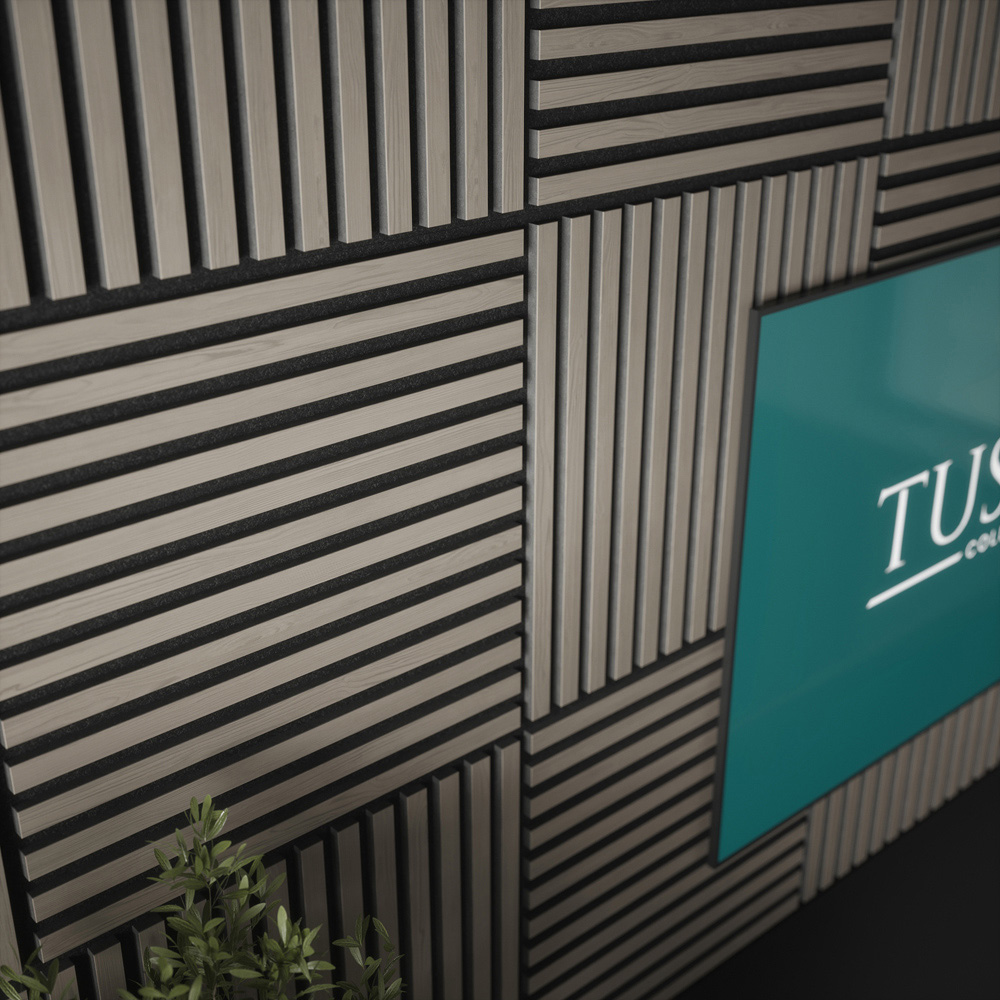 Tuscan Smoked Grey PVC Wrapped Acoustic Wall Tile 55.3 x 55.3cm 4 Pack Image 5