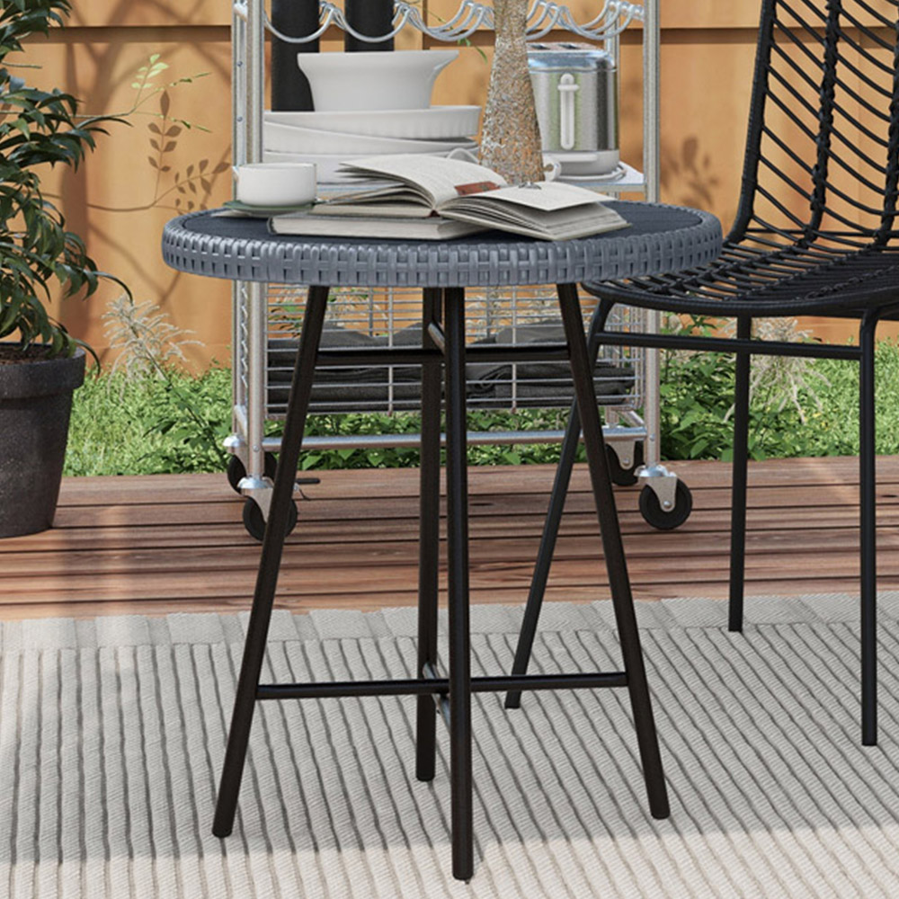 Outsunny Grey Rattan Side Table Image 1