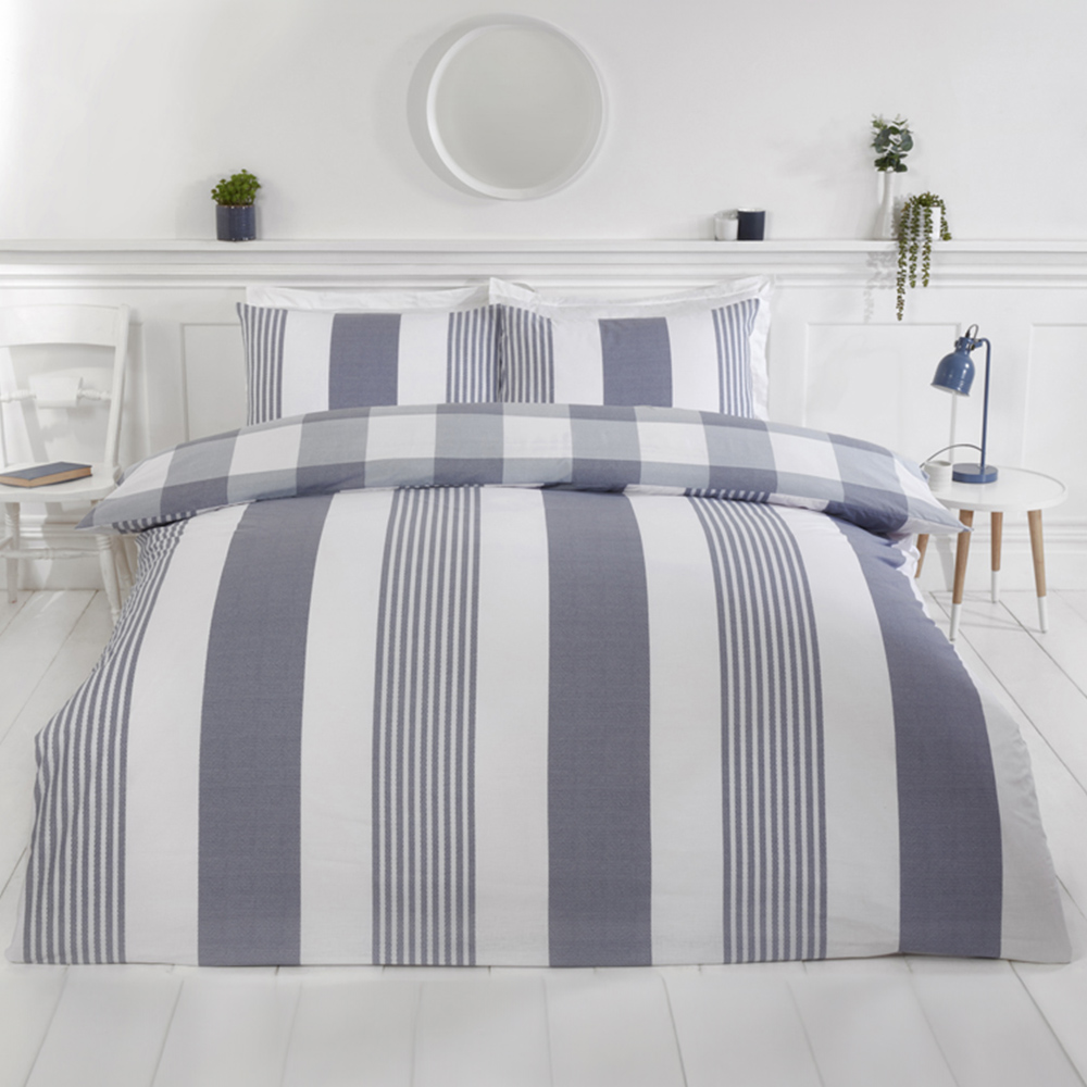 Rapport Home PH Chambray Super King Denim Stripe Duvet Set Image 1