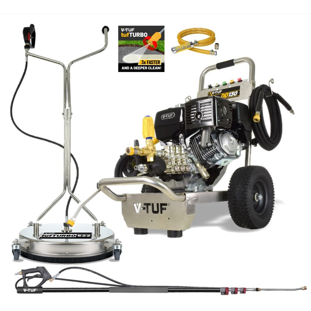 V-TUF DD130 13HP Honda Petrol Pressure Washer 250Bar with tufTURBO Cleaner and Telescopic Lance Image