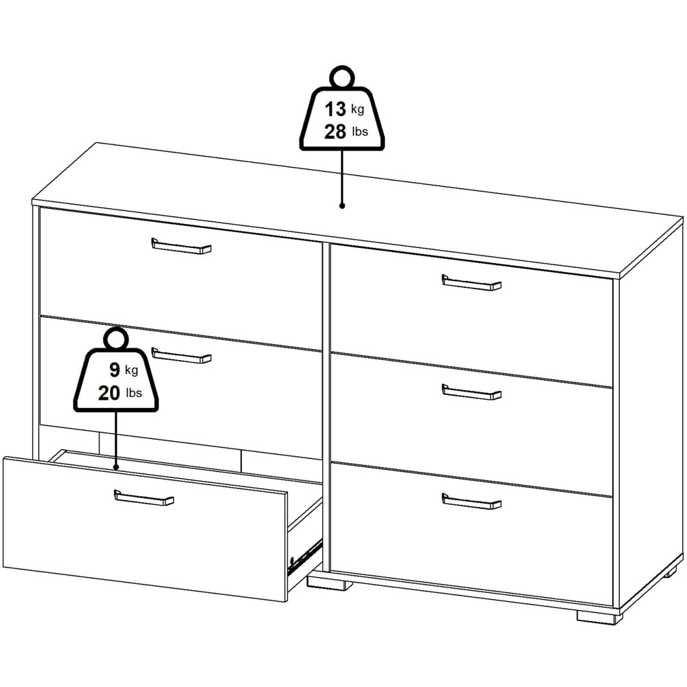 Florence Sofia 6 Drawer White Chest of Drawers Image 9